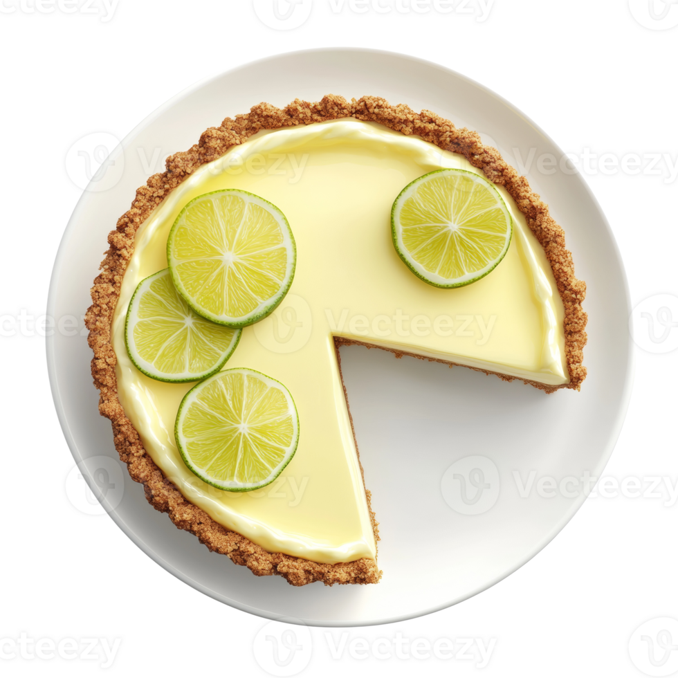 A Delicious Key Lime Pie Slice on a Plate png