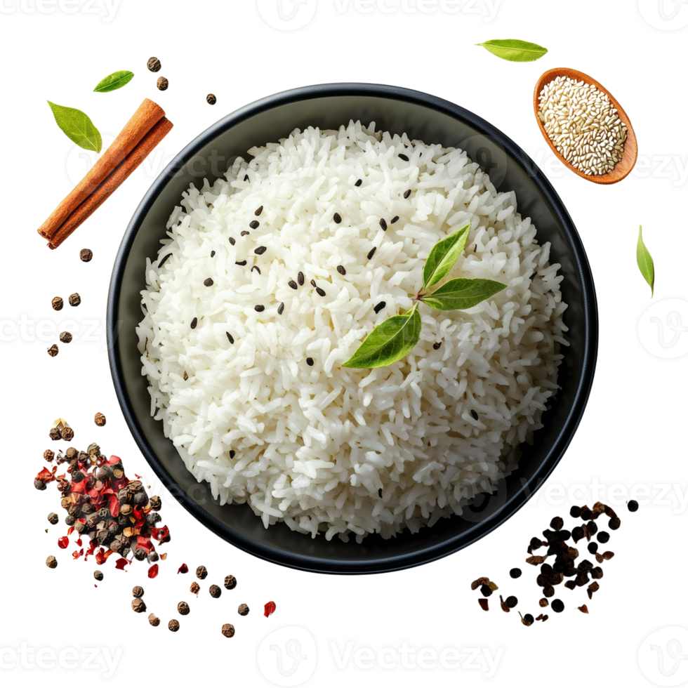 Aromatic Cooked Rice Bowl With Spices And Herbs png