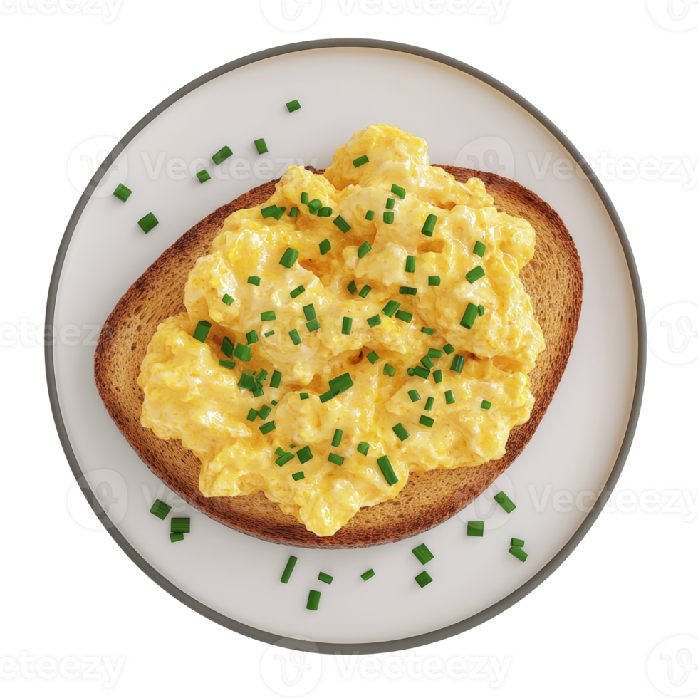 Scrambled Eggs on Toast with Chopped Chives png