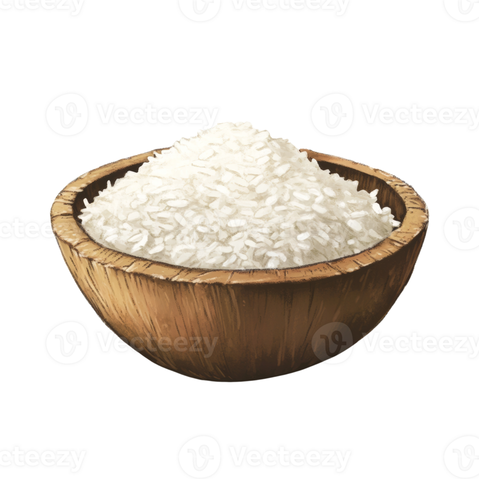 White Rice in a Wooden Bowl of Grains png