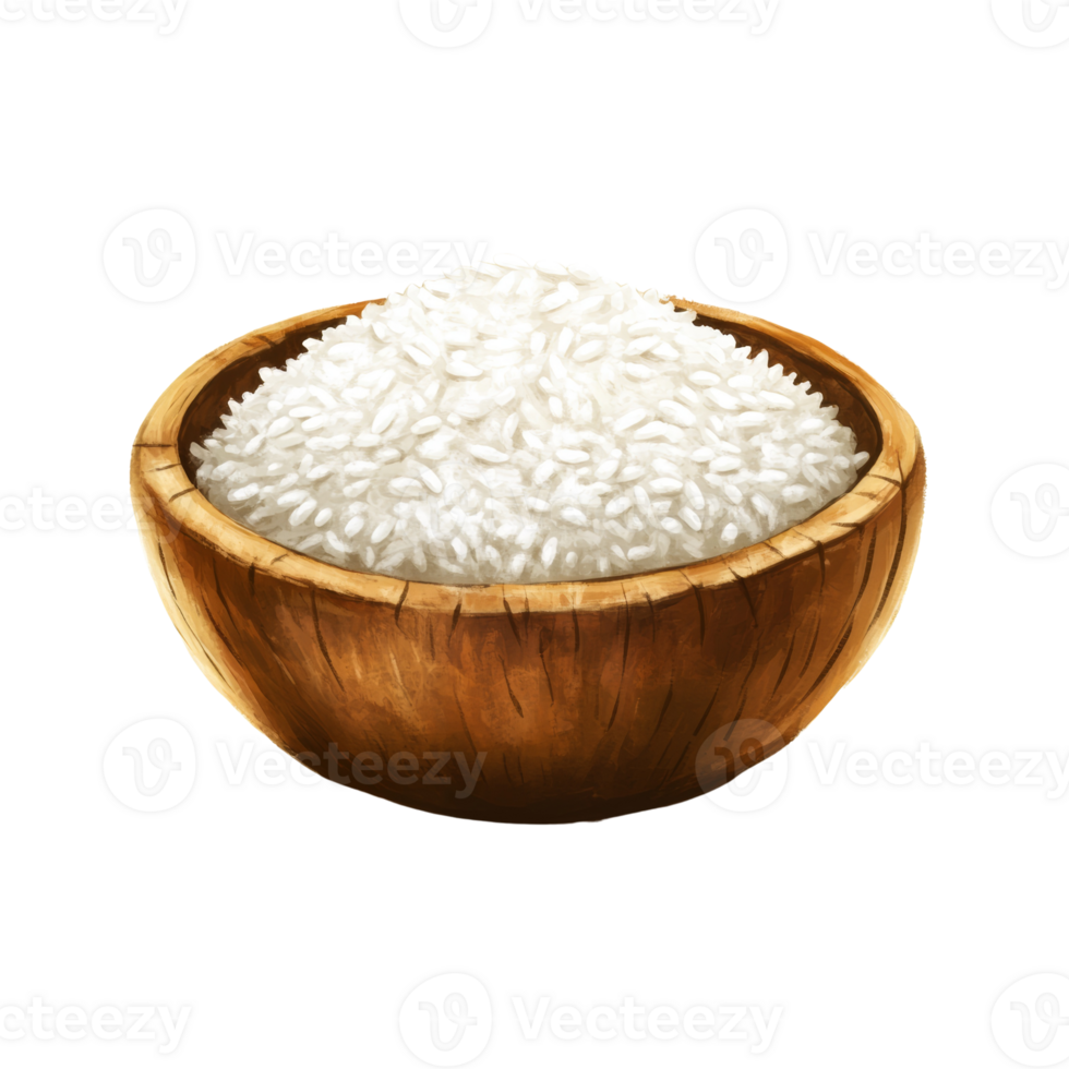 White Rice in a Wooden Bowl of Grain png