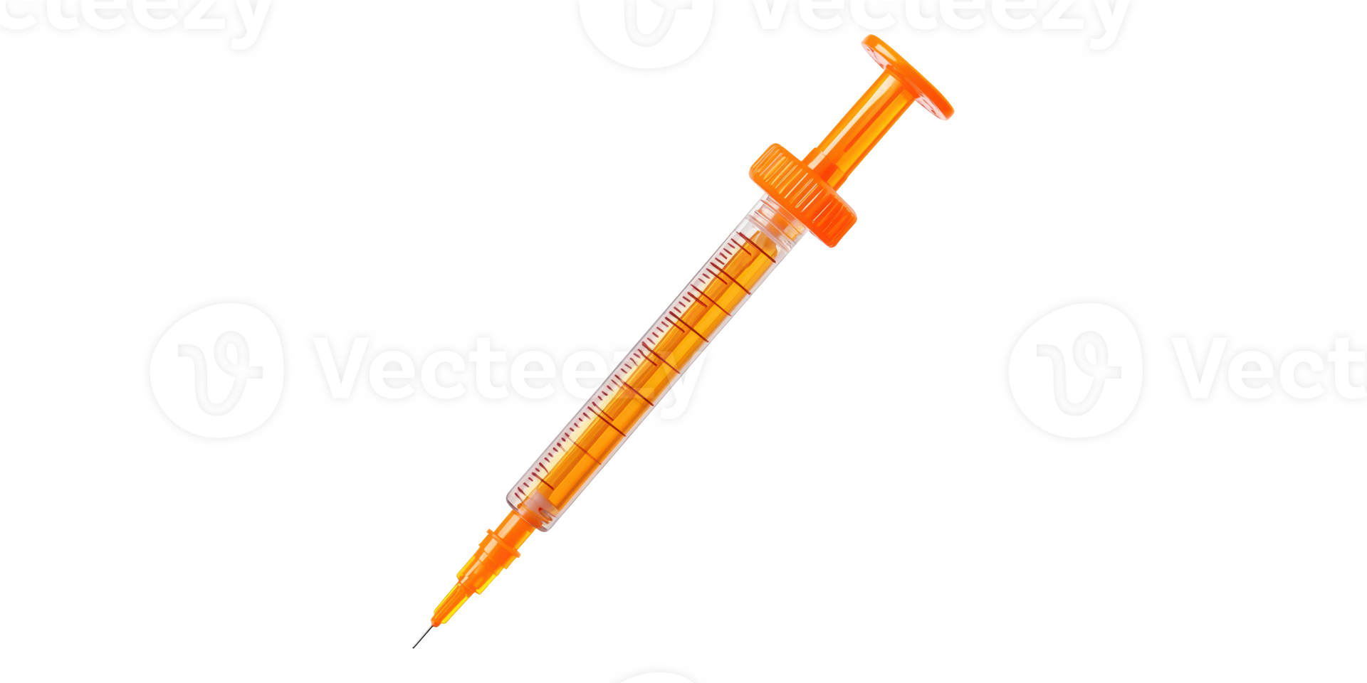 orange plast spruta med nål isolerat på transparent bakgrund png