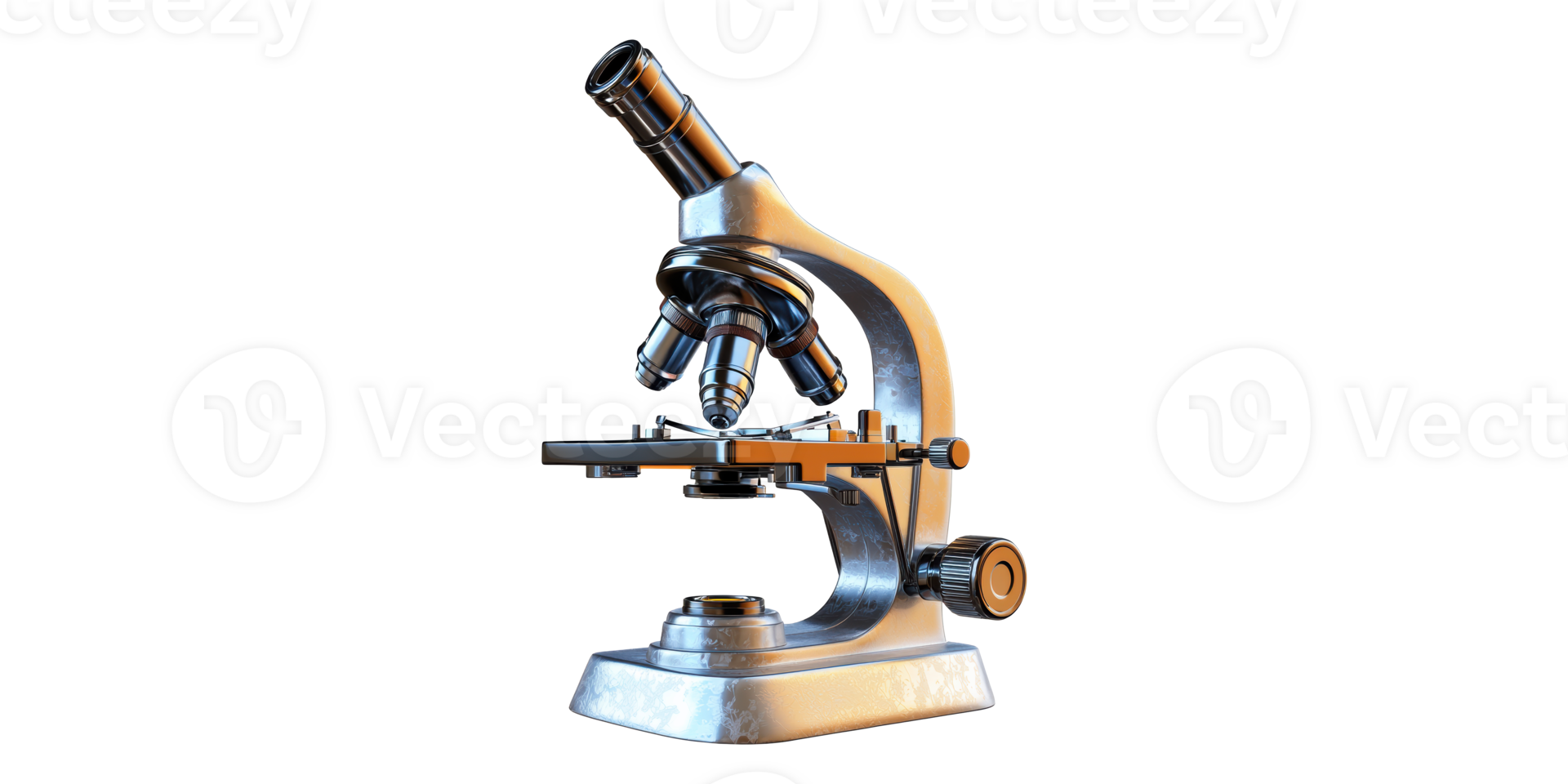 Classic microscope in silver finish isolated on transparent background png