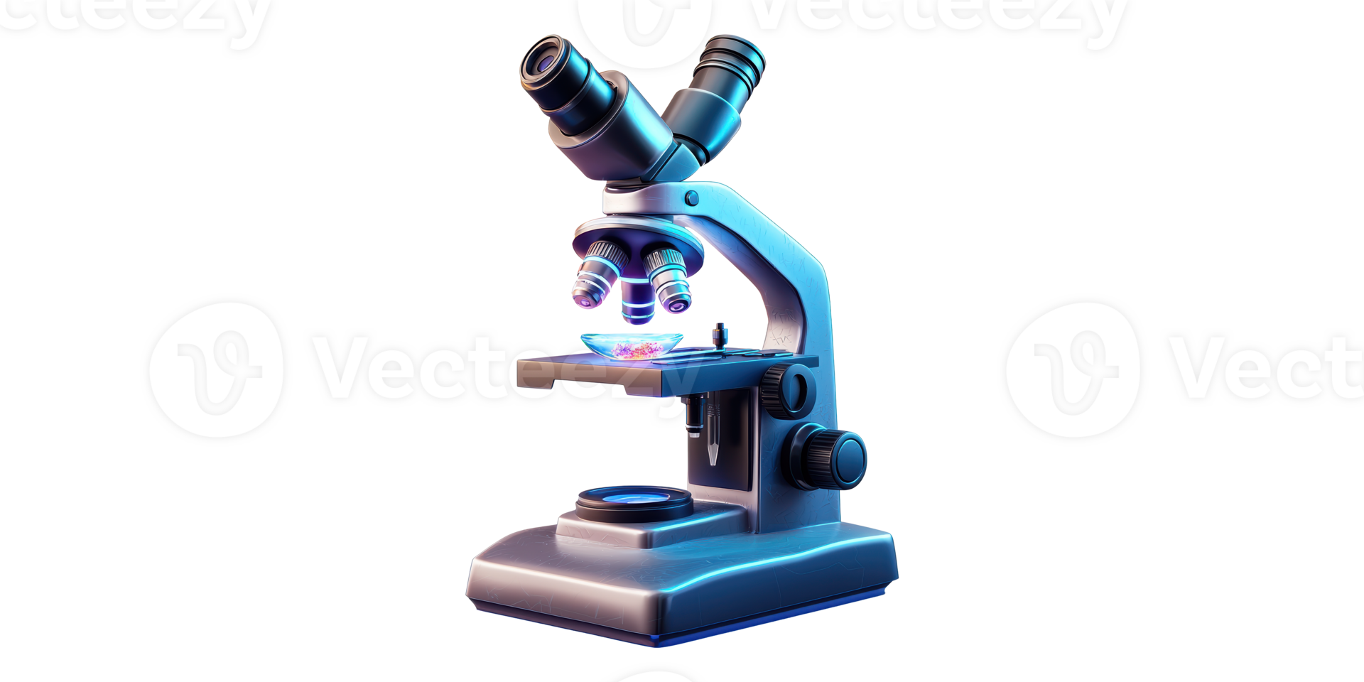 Laboratory microscope with specimen slide isolated on transparent background png