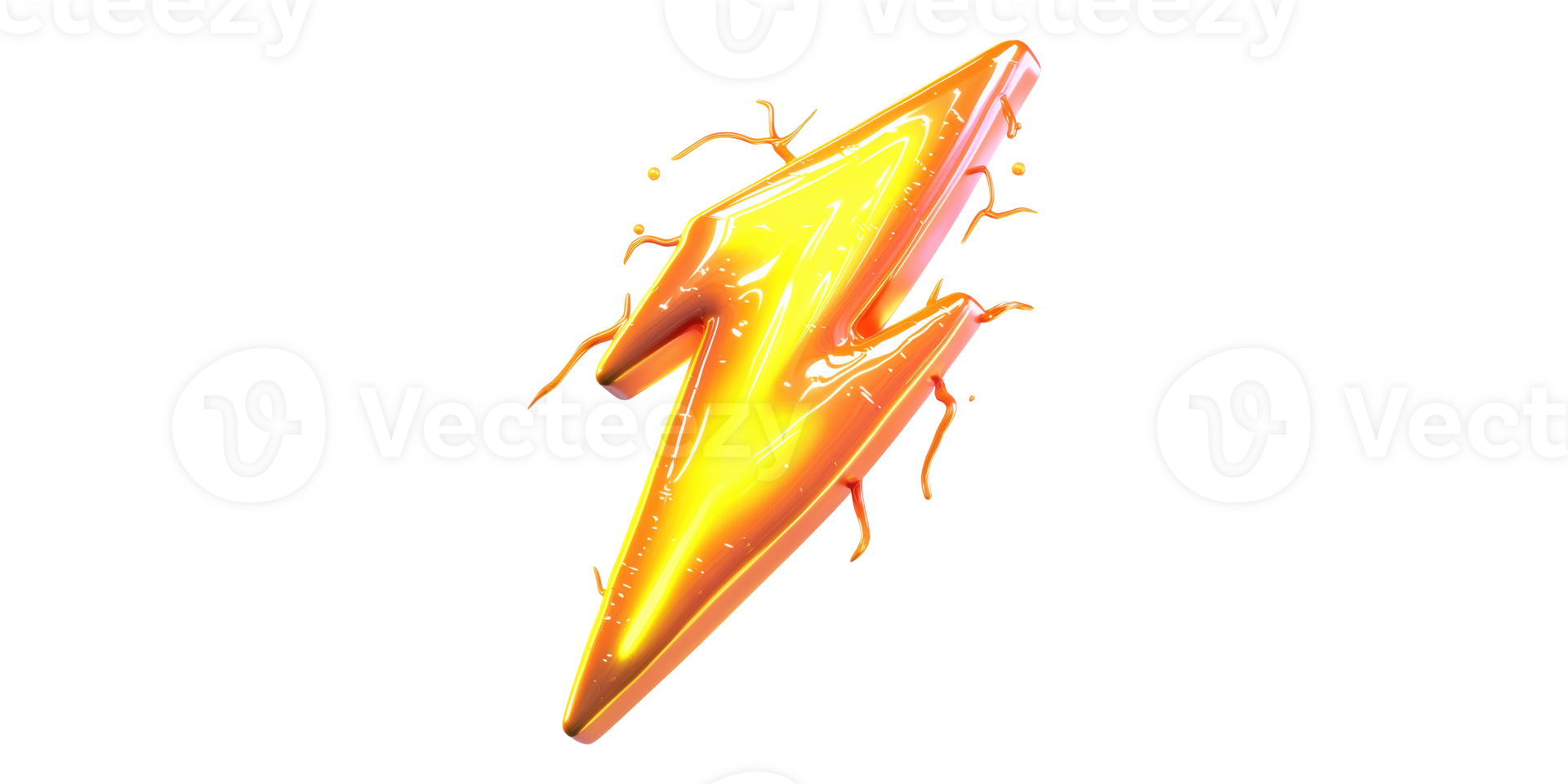 Electrifying yellow lightning bolt isolated on transparent background png