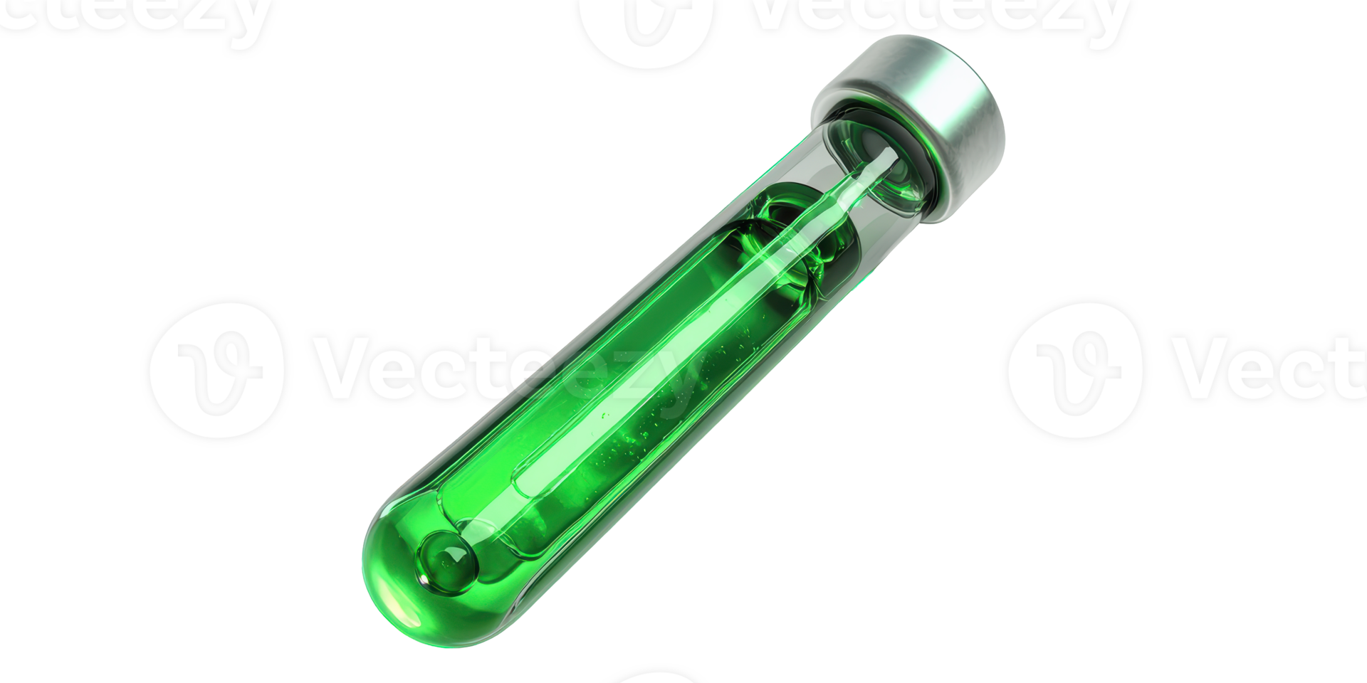 Green test tube with liquid isolated on transparent background png