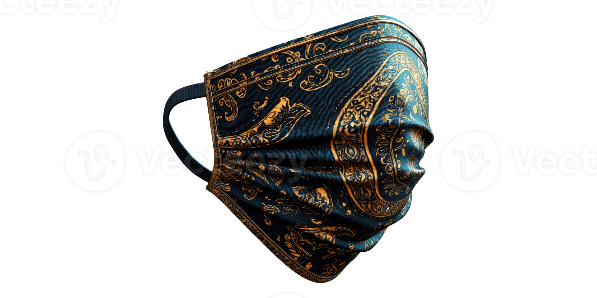 Decorative face mask with ornate pattern isolated on transparent background png