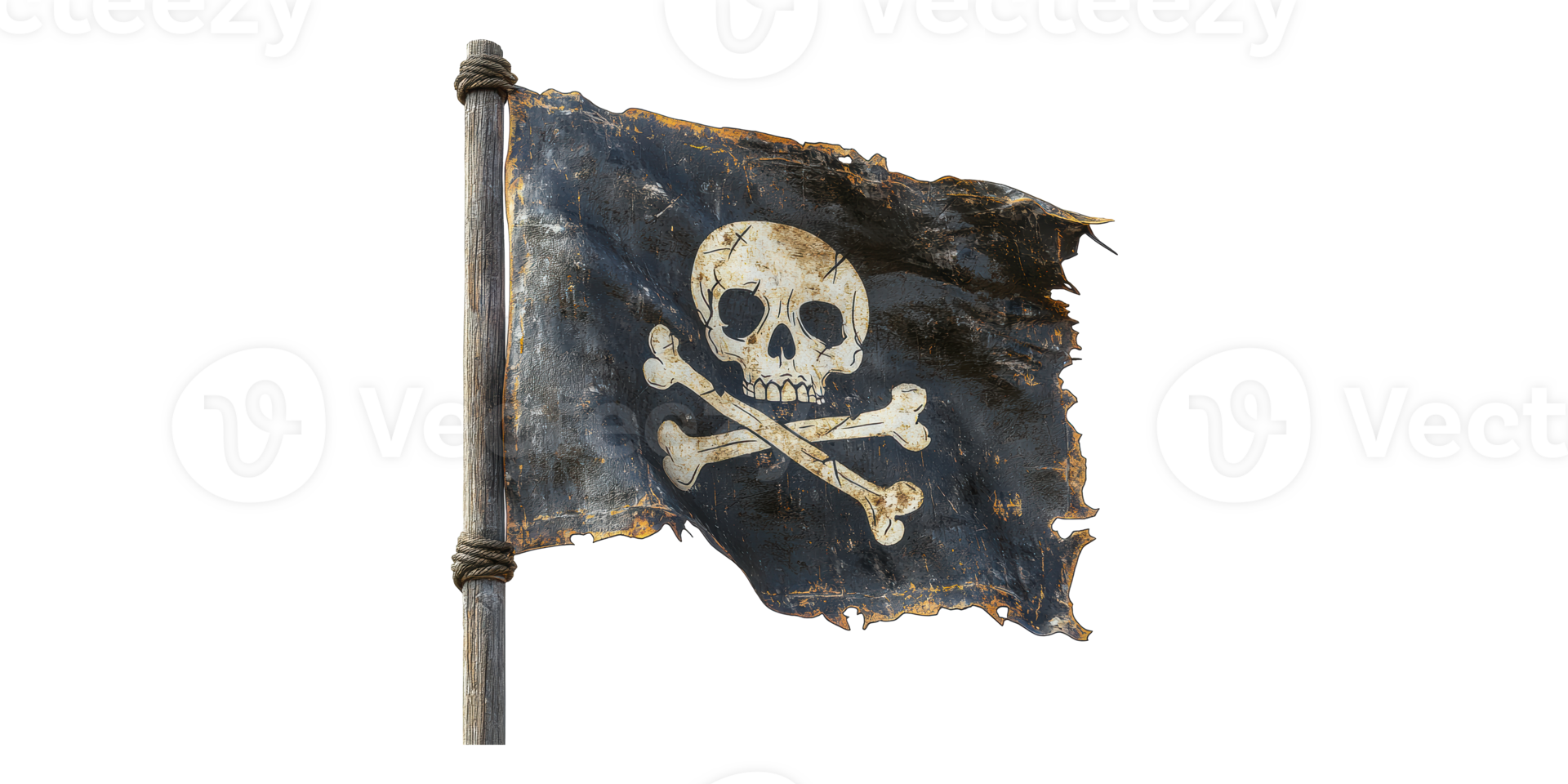Tattered pirate flag isolated on transparent background png