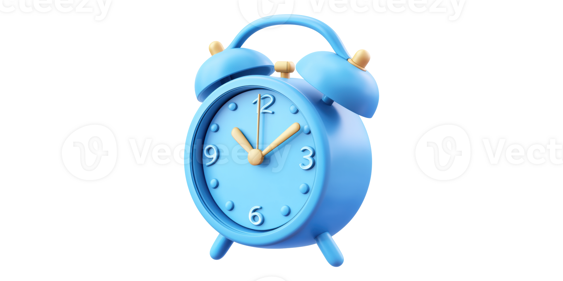 Blue alarm clock with bells isolated on transparent background png