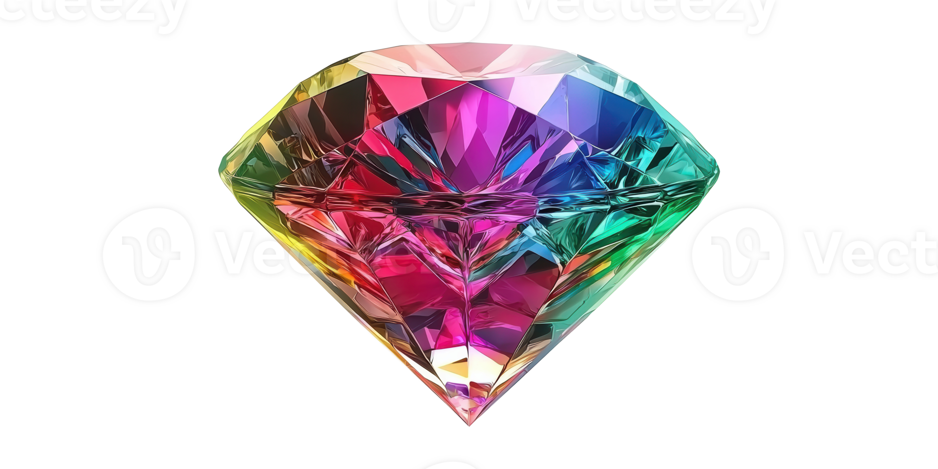 Multicolored crystal gem with facets isolated on transparent background png