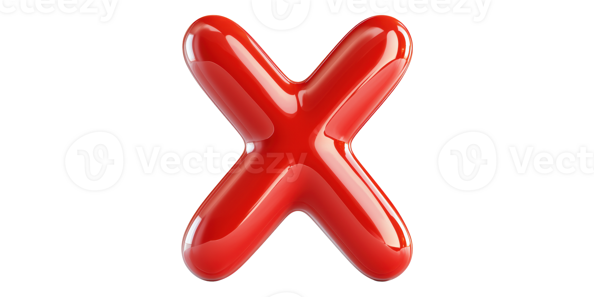 Red 3d x mark isolated on transparent background png