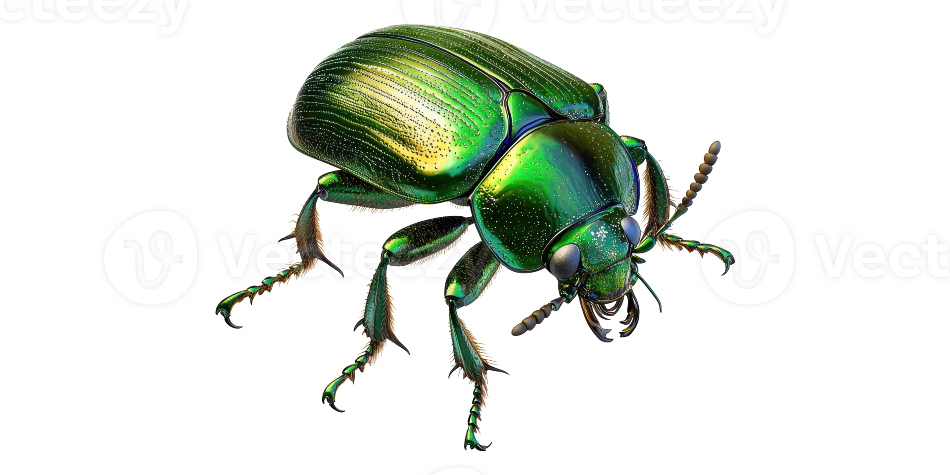 Shiny green beetle insect isolated on transparent background png