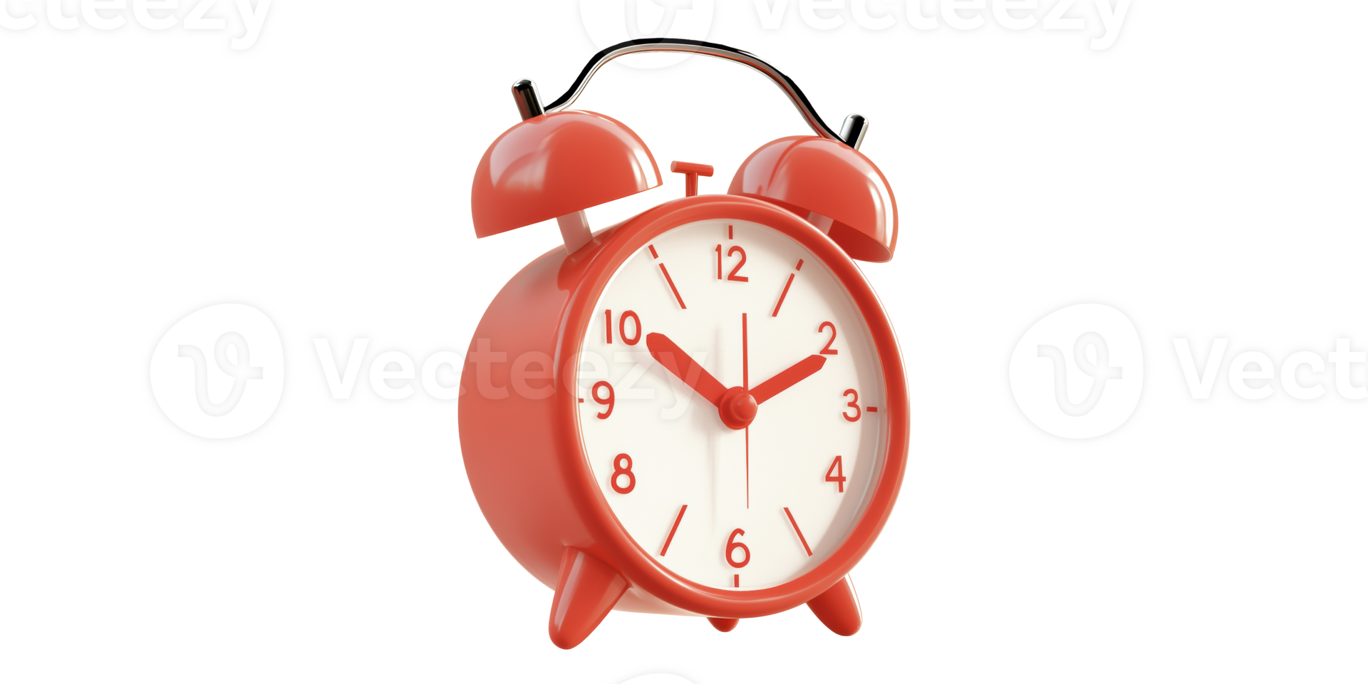 Red vintage alarm clock isolated on transparent background png