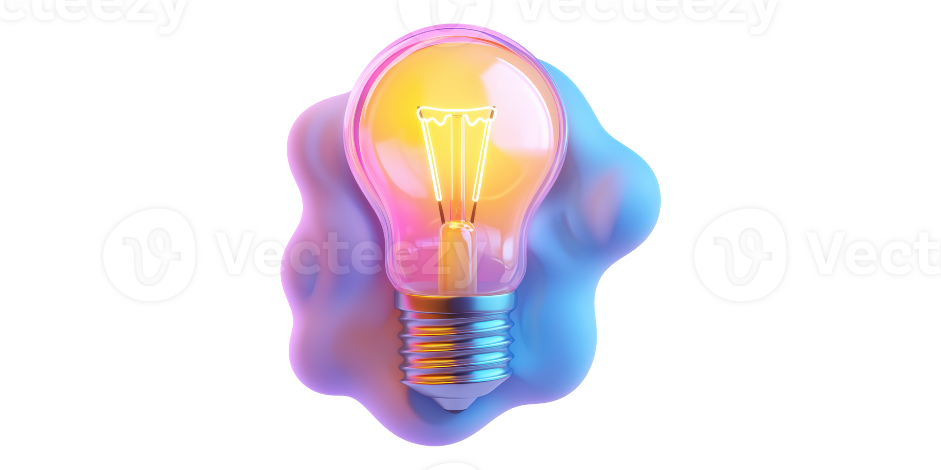 Colorful light bulb with gradient effect isolated on transparent background png