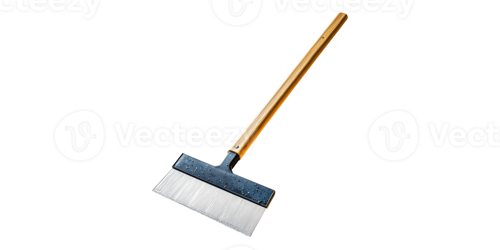 Large paint brush with wooden handle isolated on transparent background png