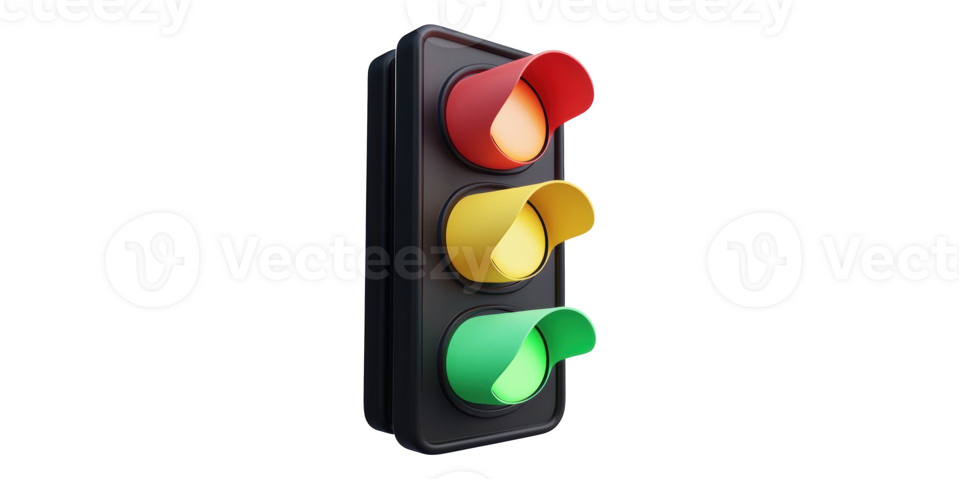 Traffic light with red yellow green lights isolated on transparent background png