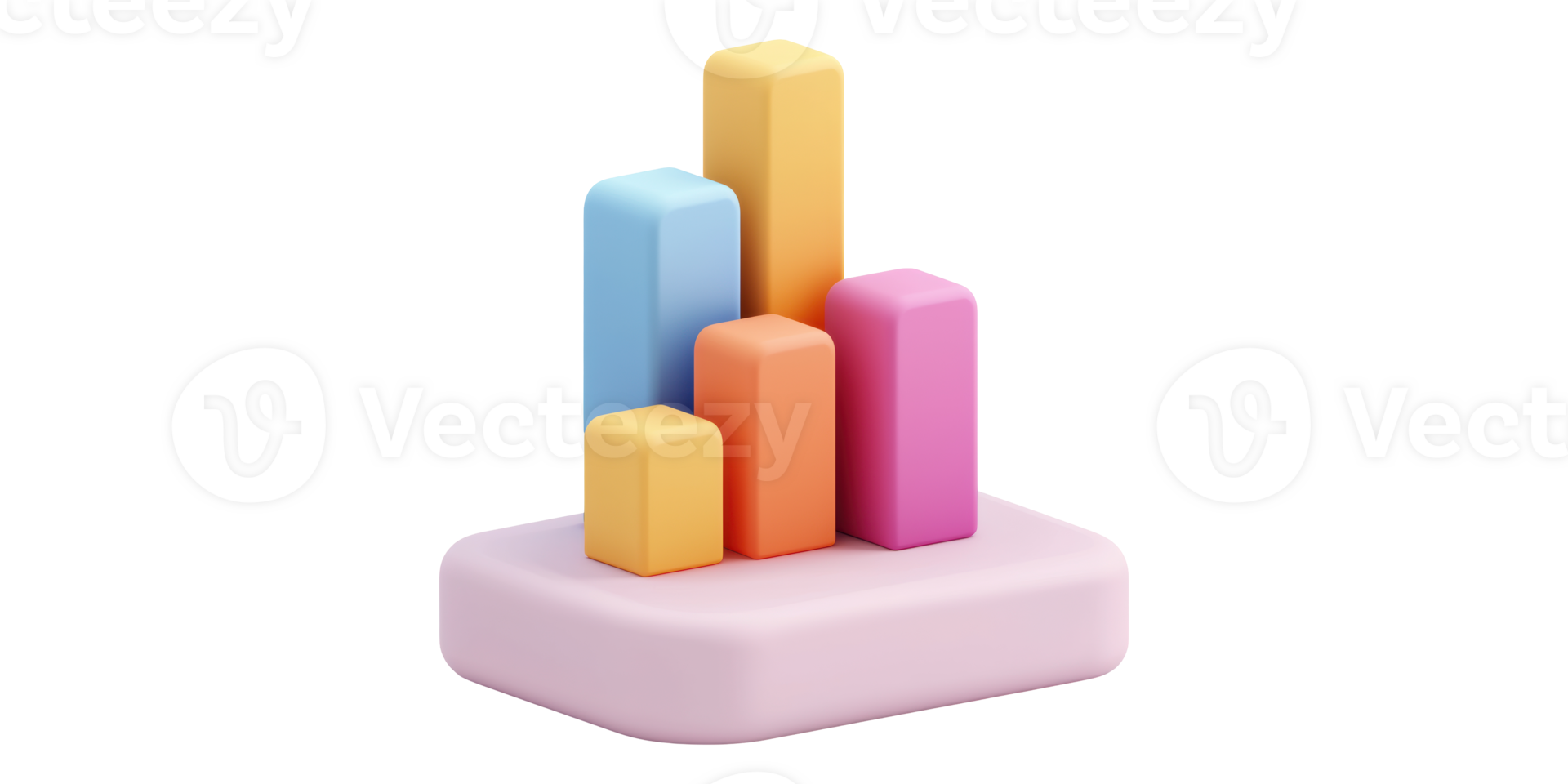 Colorful 3d bar graph illustration isolated on transparent background png