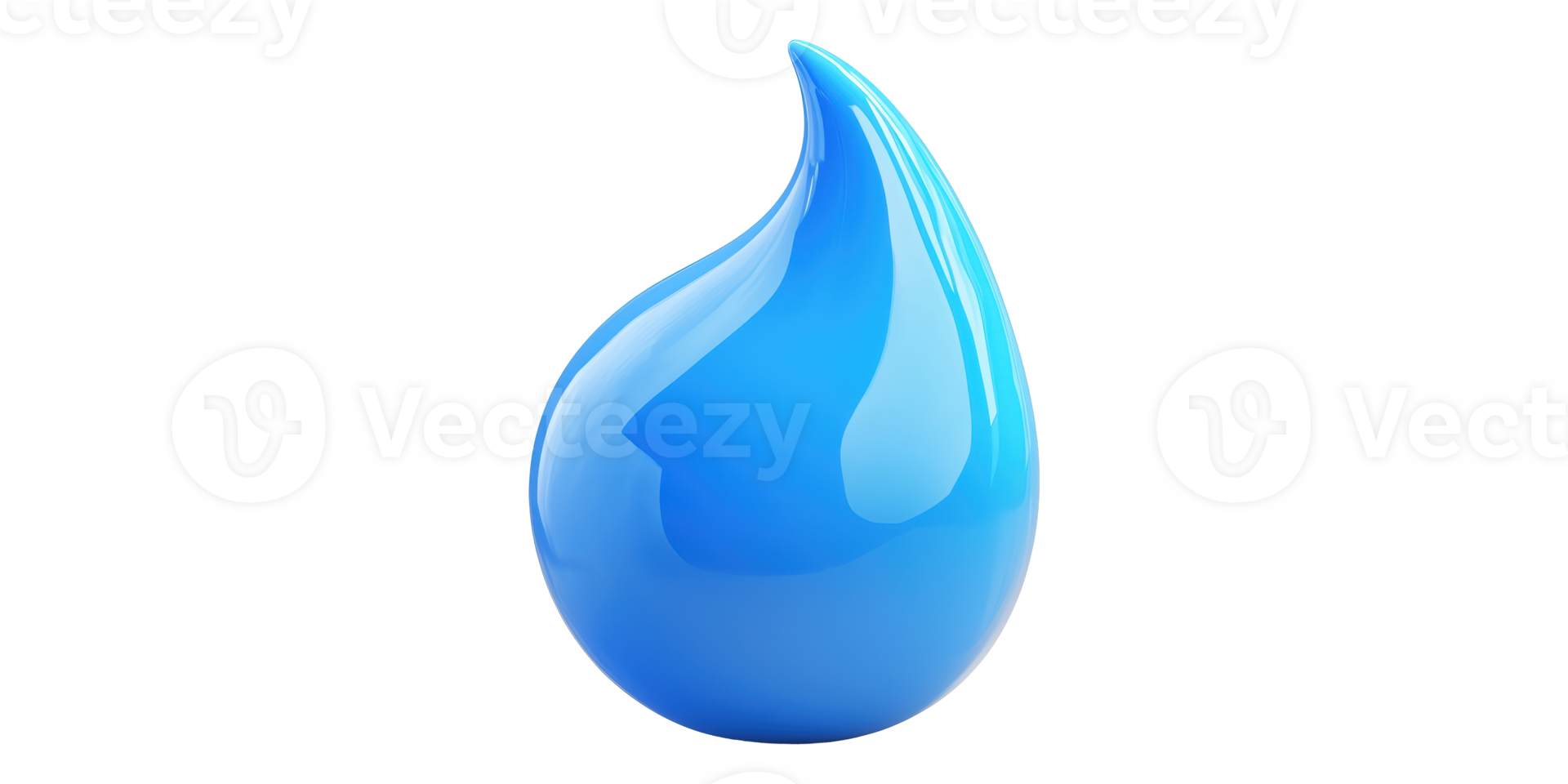 Blue water droplet sculpture isolated on transparent background png