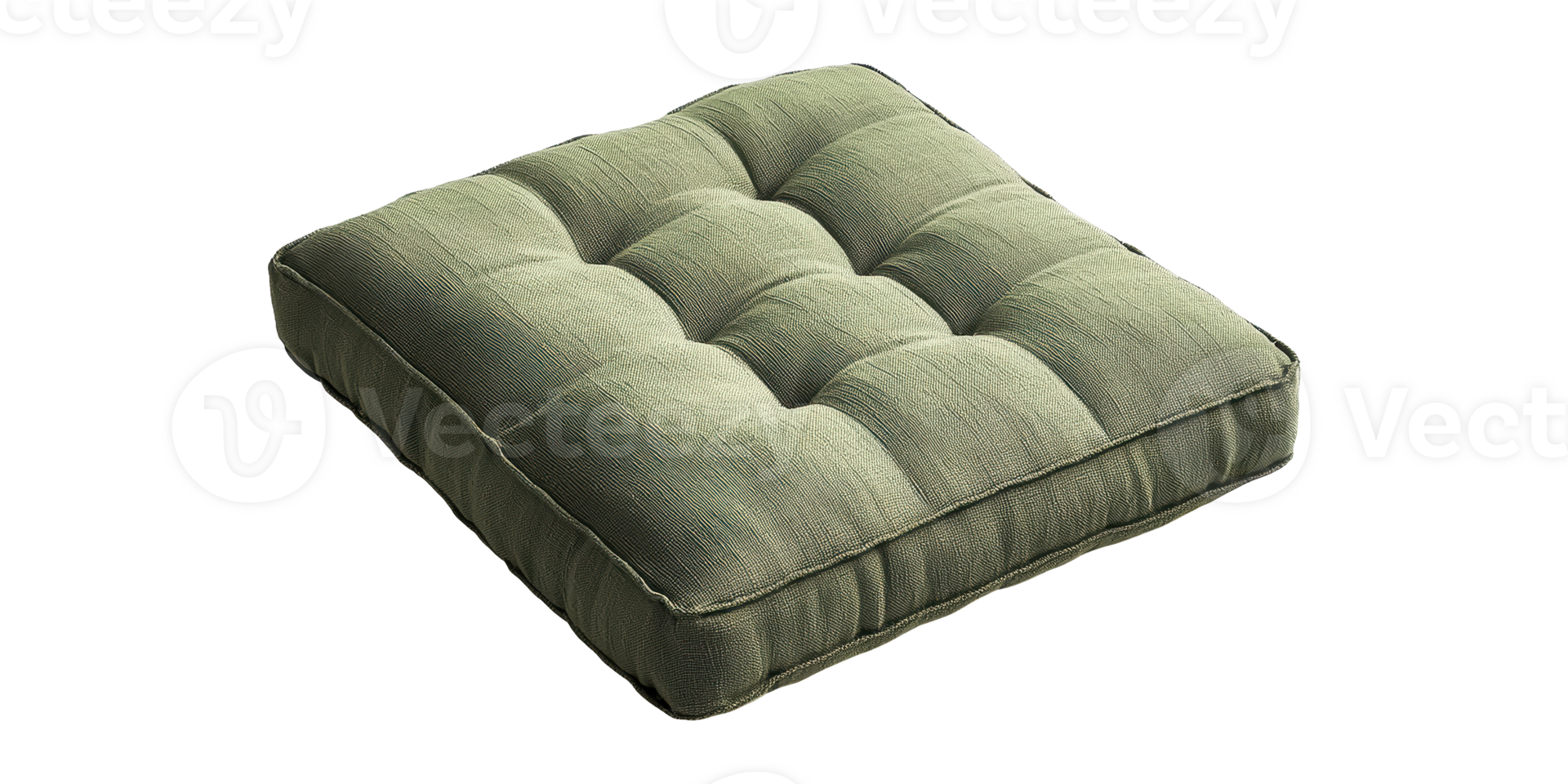 Green tufted cushion in square shape isolated on transparent background png