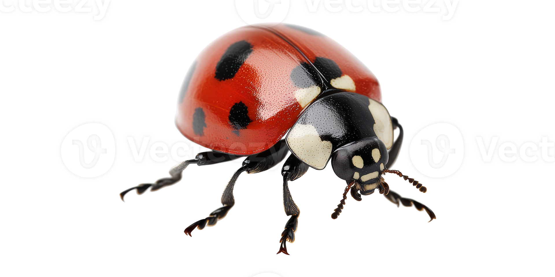 Red and black ladybug isolated on transparent background png