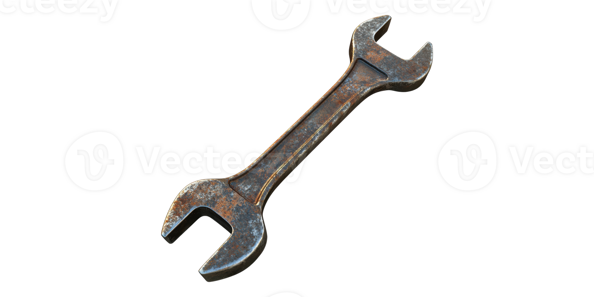 Rusty double-ended wrench isolated on transparent background png