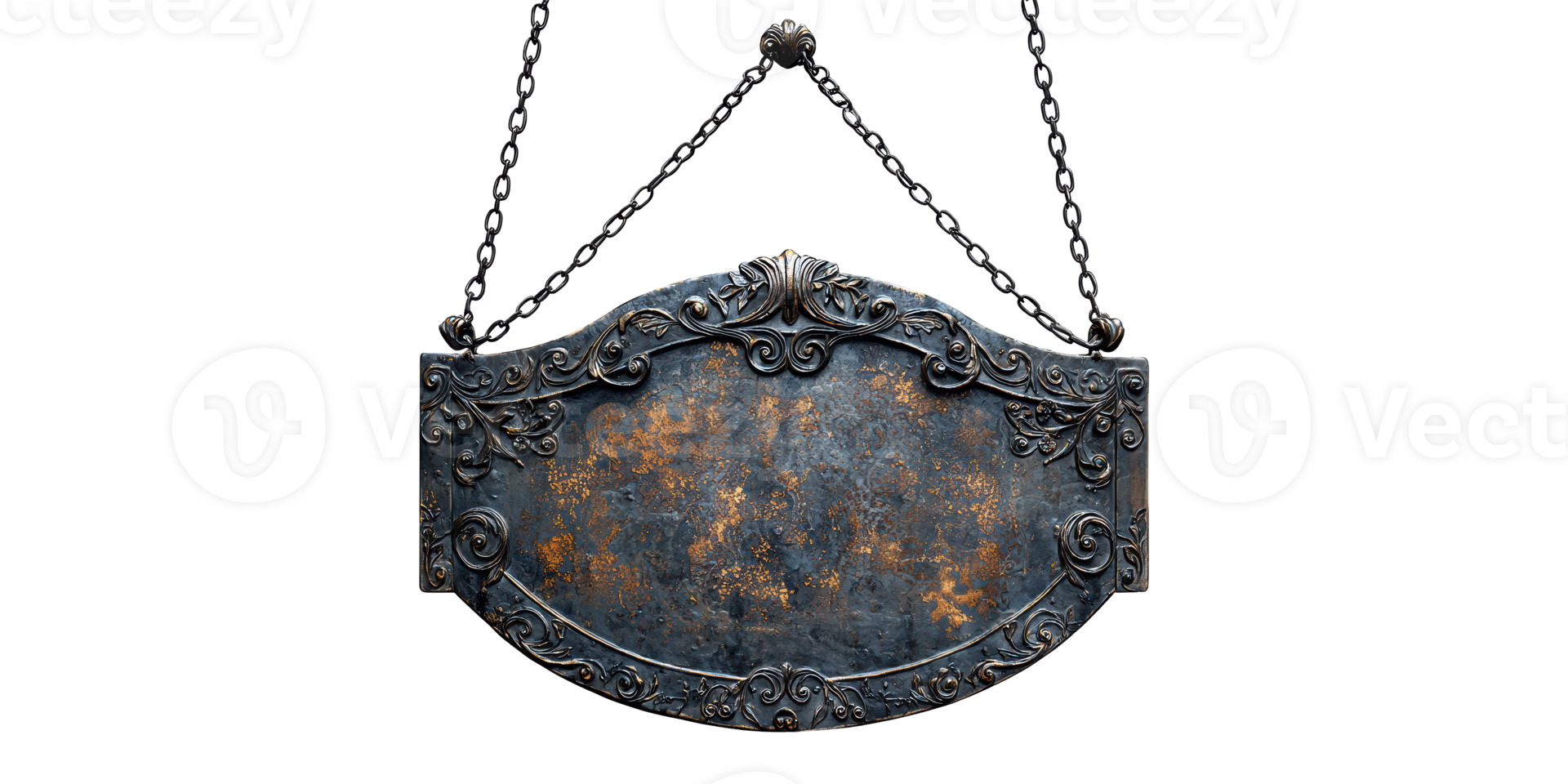 Vintage metal sign with ornate design isolated on transparent background png