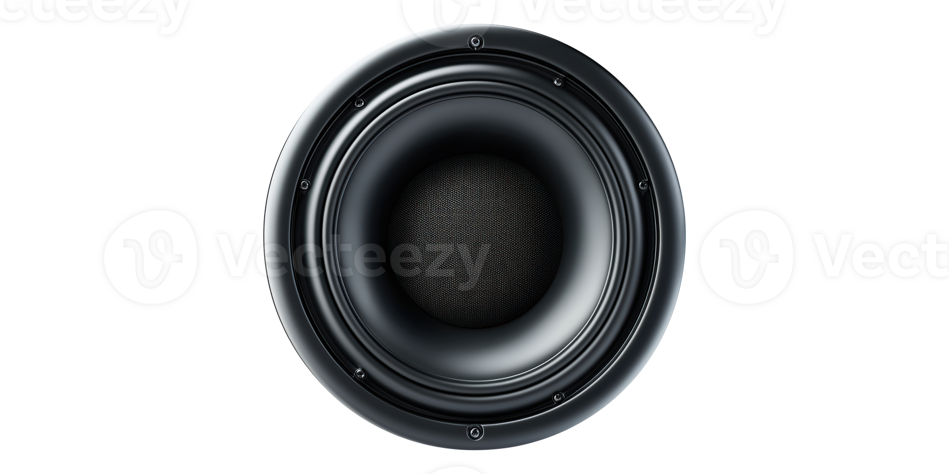 Black audio speaker woofer isolated on transparent background png