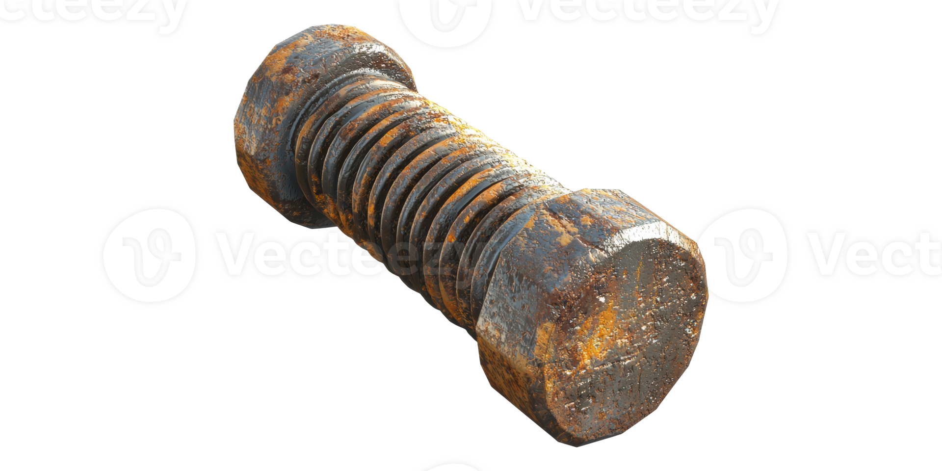 Rusty metal bolt isolated on transparent background png
