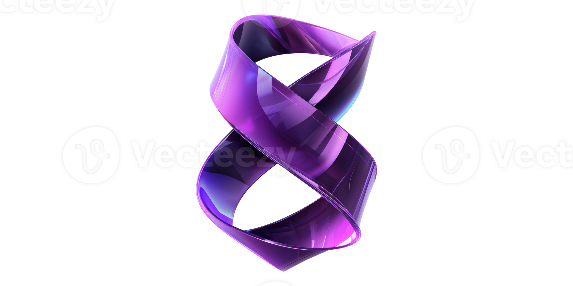 Abstract purple twisted ribbon shape isolated on transparent background png