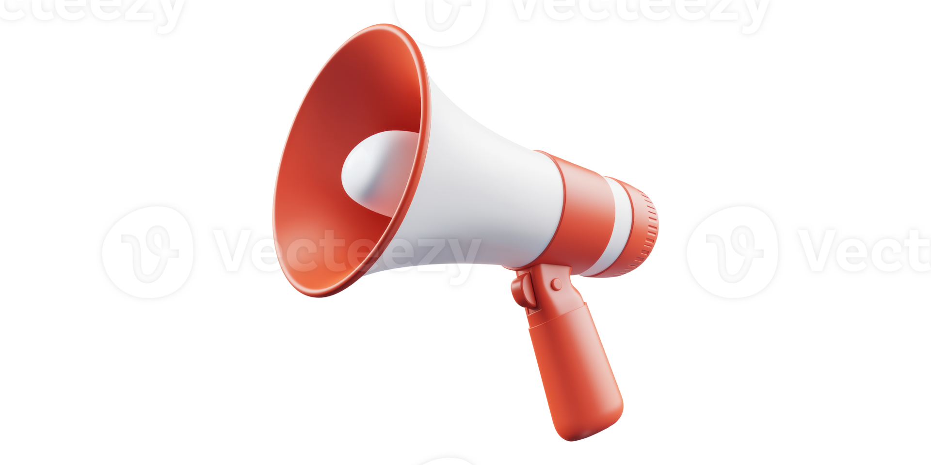 Red and white megaphone facing right isolated on transparent background png