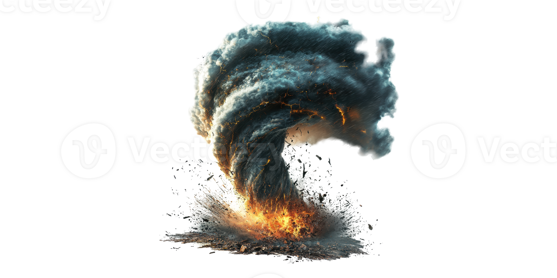 Explosion of fire and smoke isolated on transparent background png