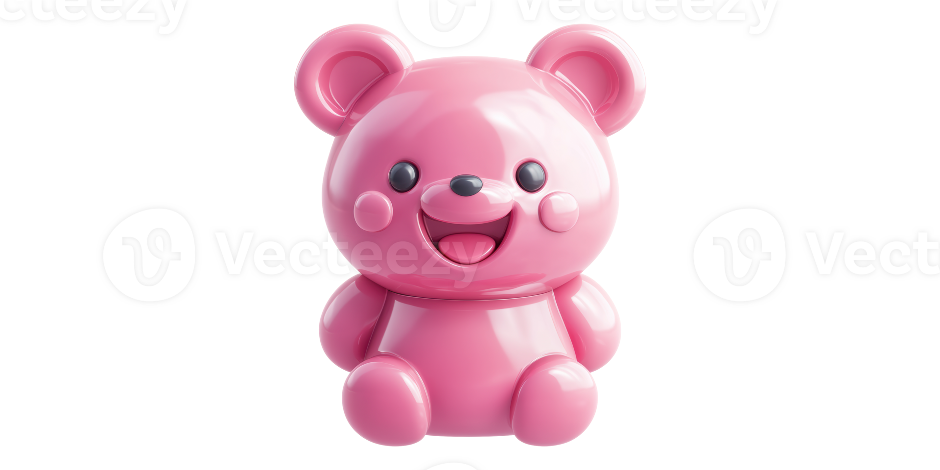 Pink toy bear with round ears isolated on transparent background png