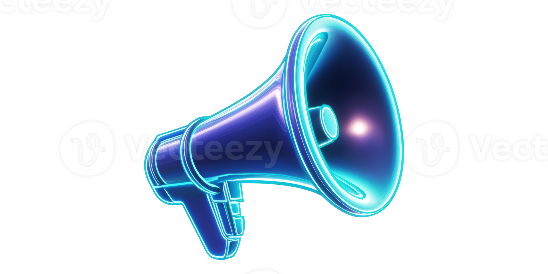 Neon colored megaphone isolated on transparent background png