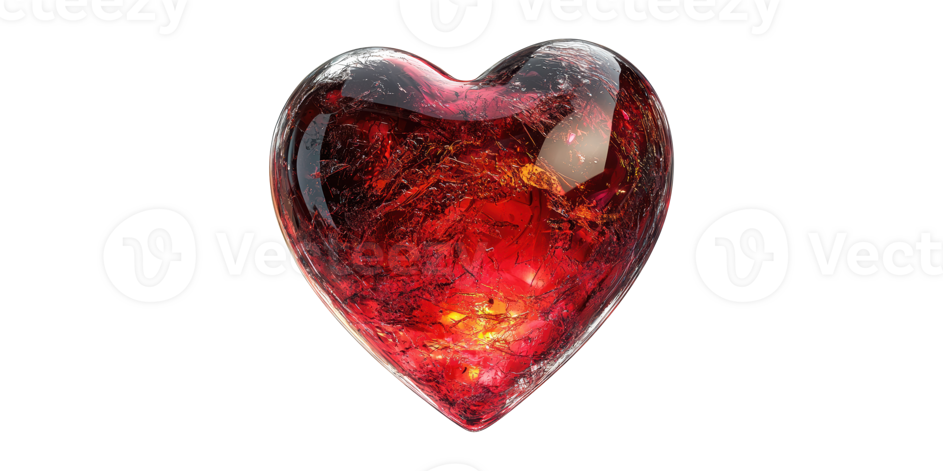 Red glass heart sculpture isolated on transparent background png