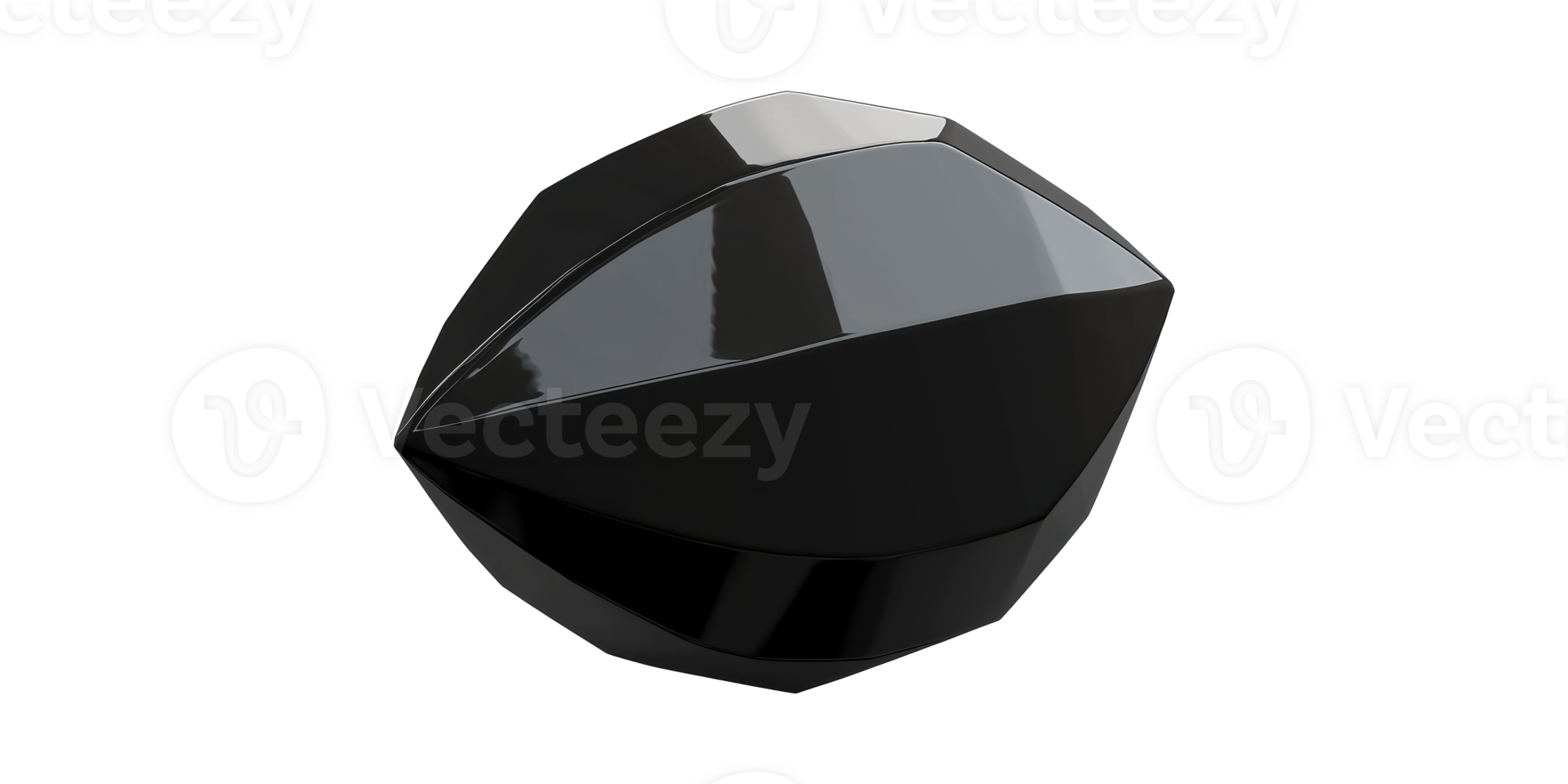 Black geometric shape with reflective surface isolated on transparent background png