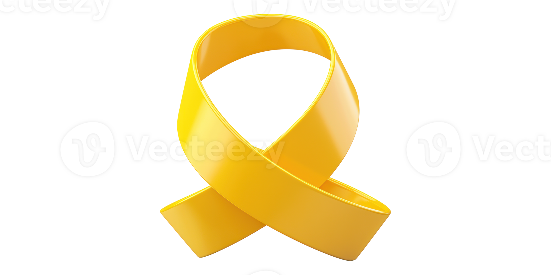 Yellow awareness ribbon isolated on transparent background png