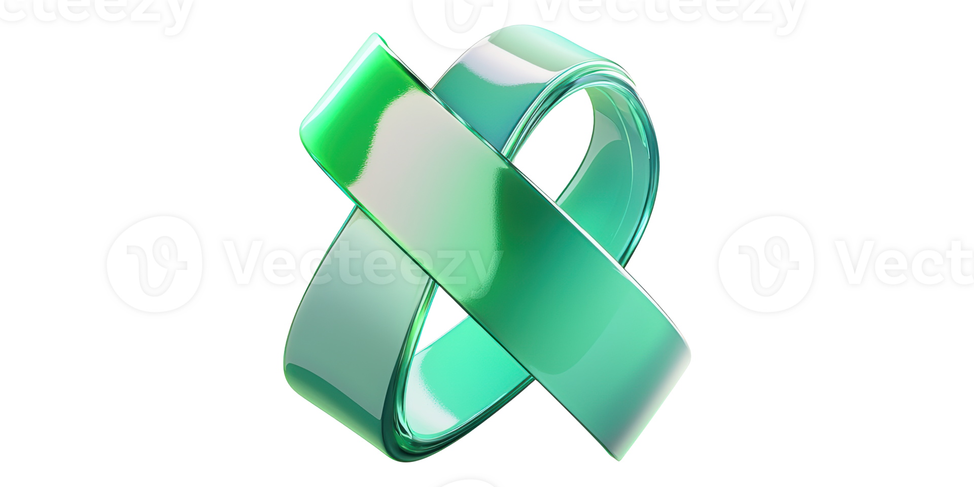 Abstract green ribbon loop isolated on transparent background png