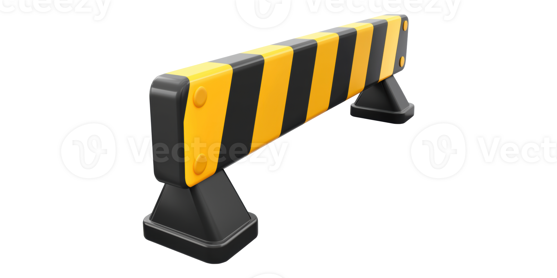 Road safety barrier with yellow and black stripes isolated on transparent background png