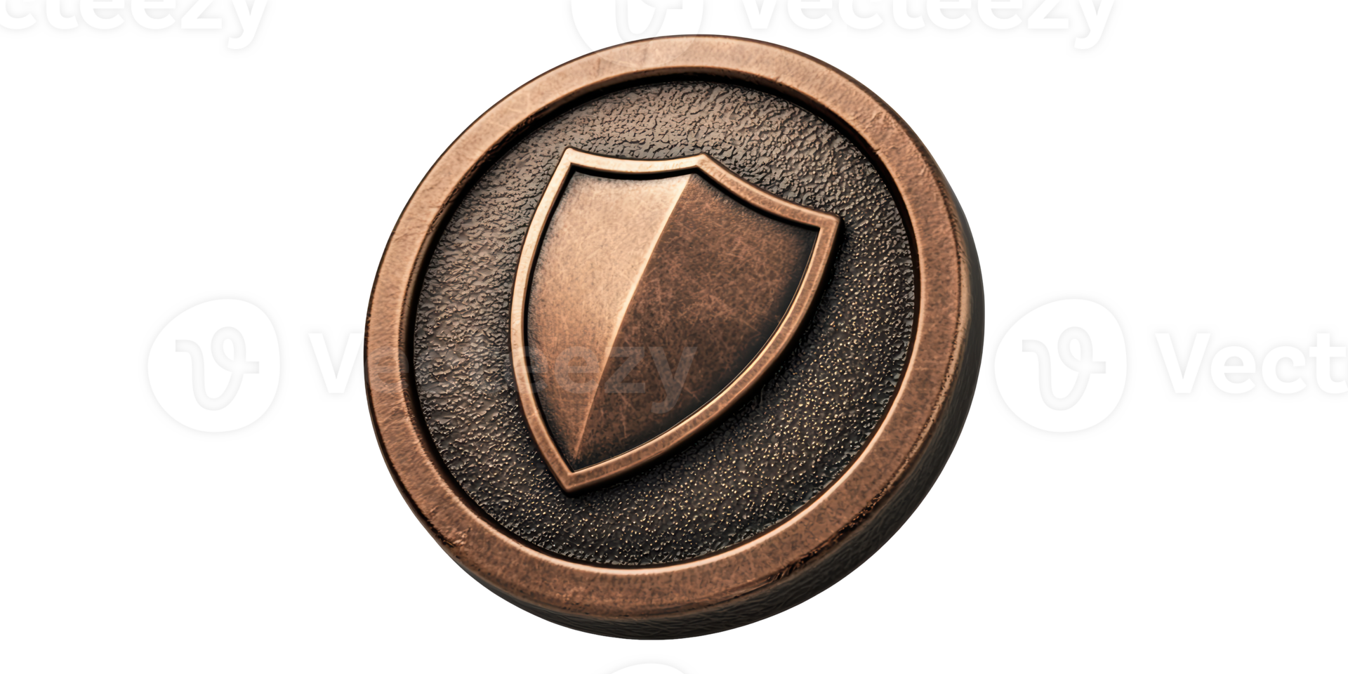 Bronze shield emblem isolated on transparent background png