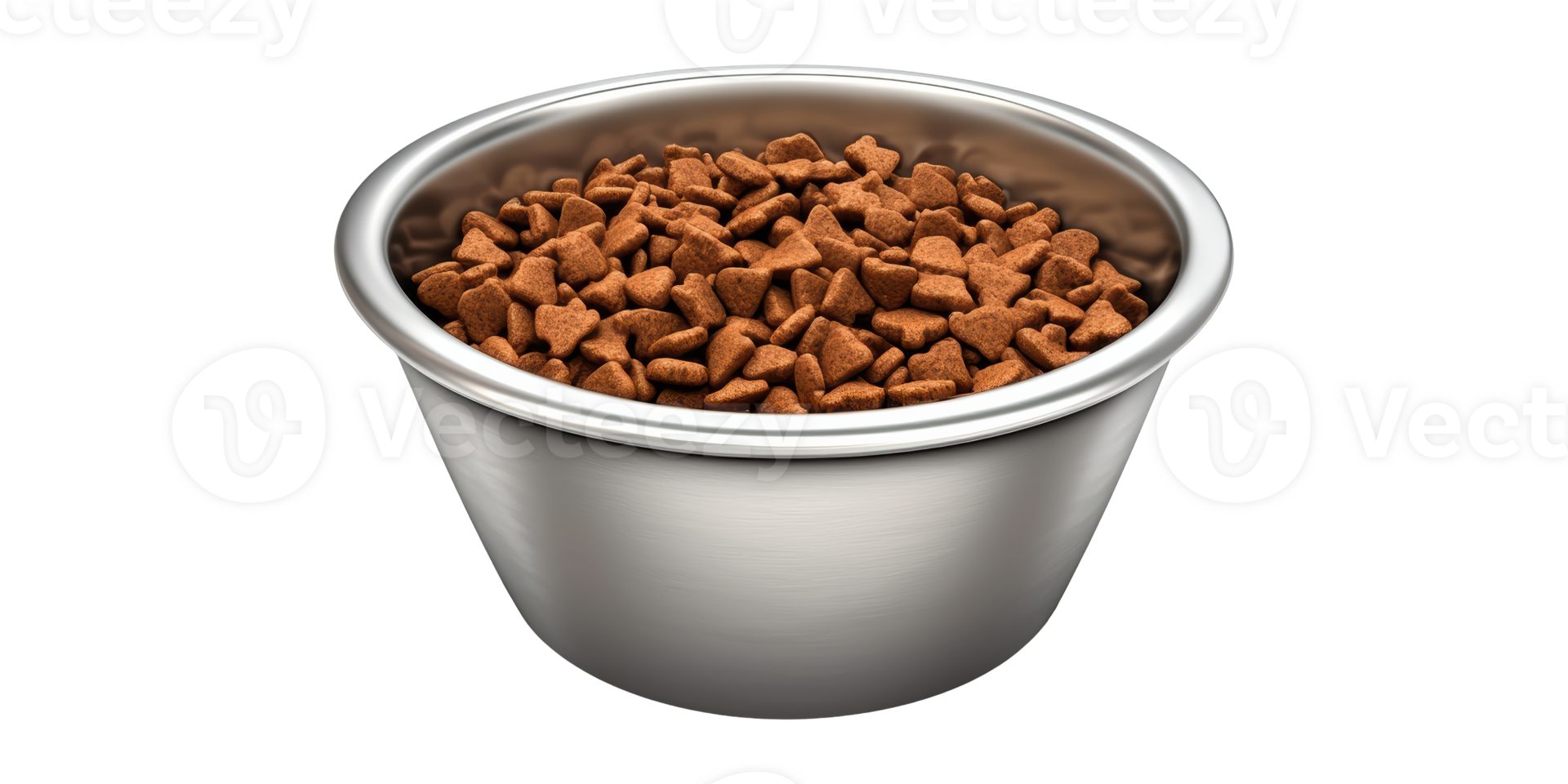 Bowl filled with brown pet food isolated on transparent background png