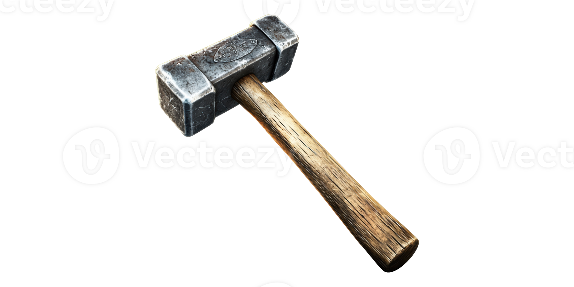 Heavy iron hammer with wooden handle isolated on transparent background png