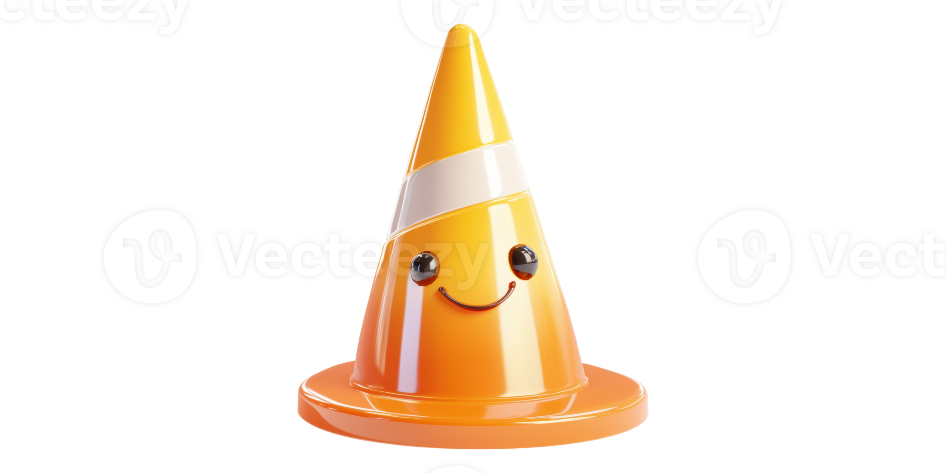 Smiling traffic cone with eyes isolated on transparent background png