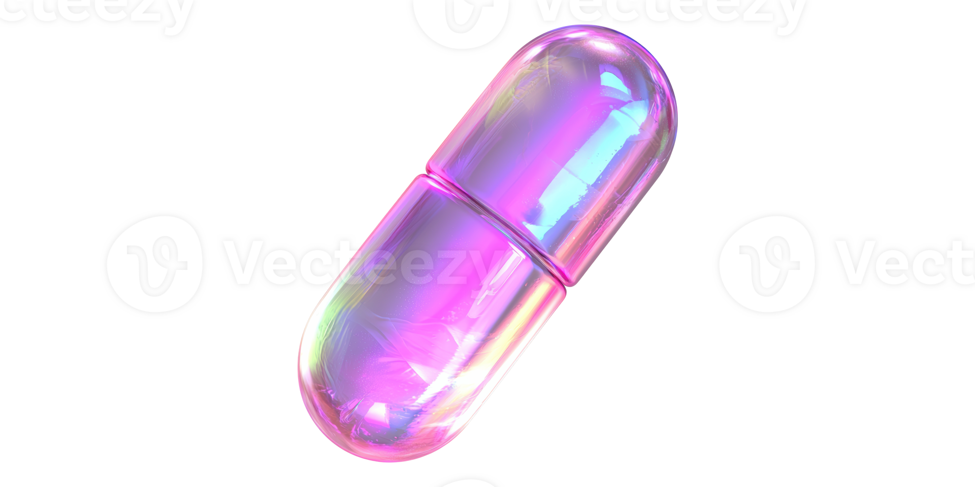 Transparent iridescent capsule isolated on transparent background png