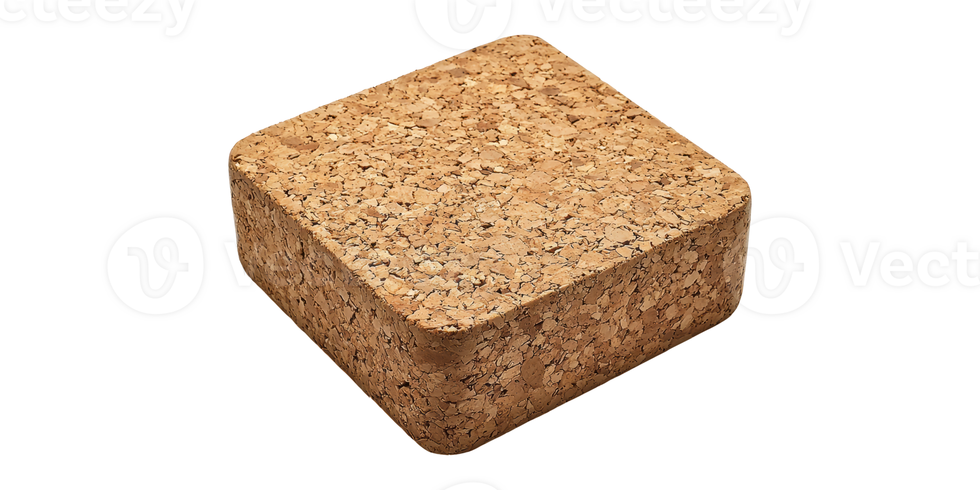 Square cork block isolated on transparent background png