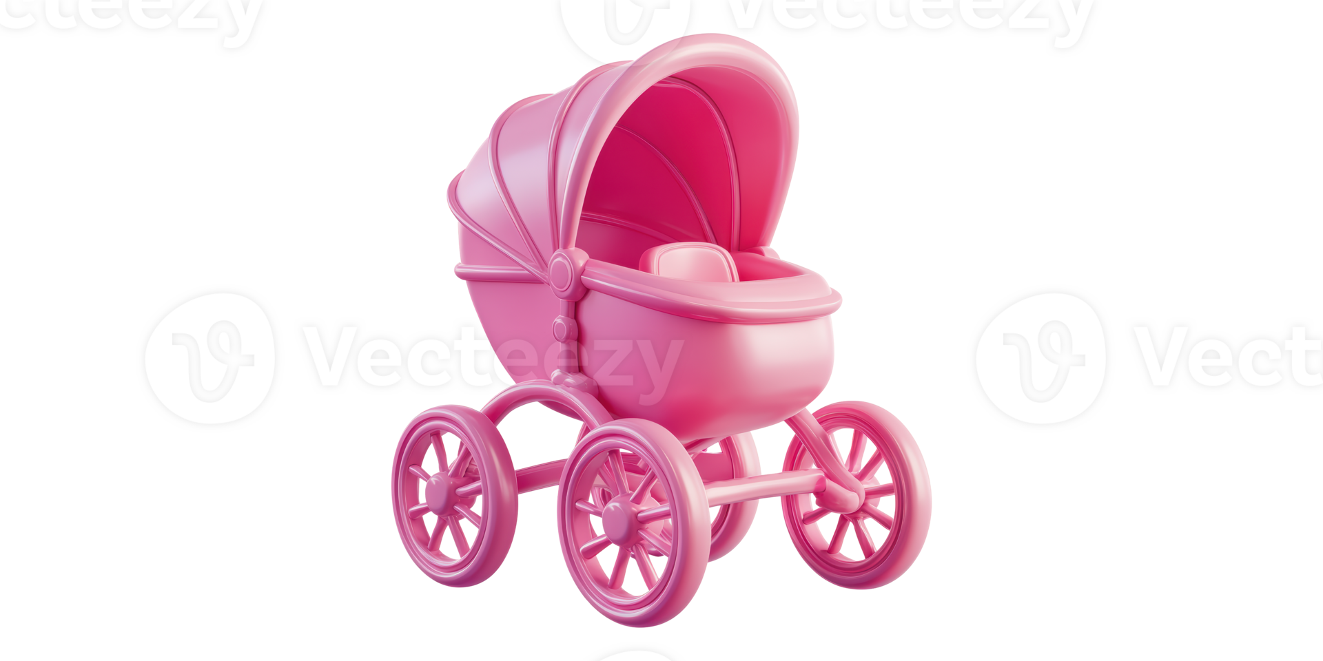 Pink baby stroller isolated on transparent background png