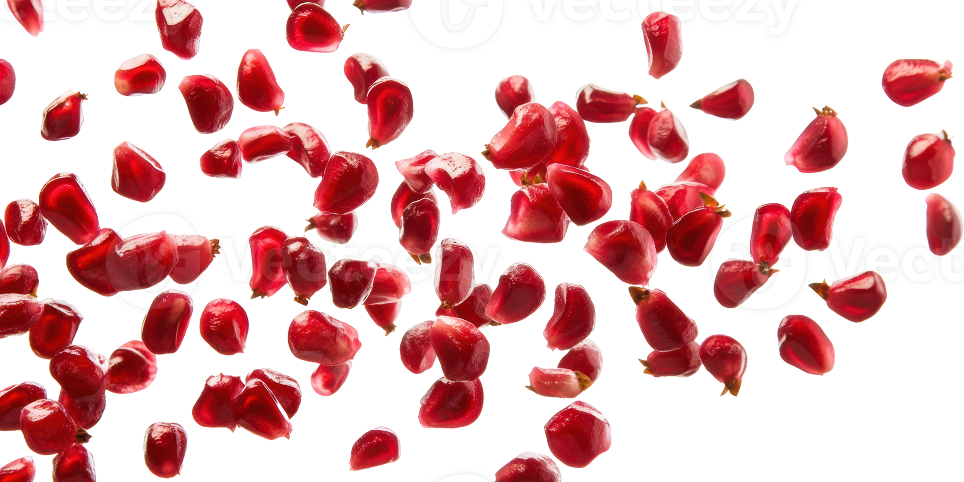 Pomegranate seeds scattered isolated on transparent background png