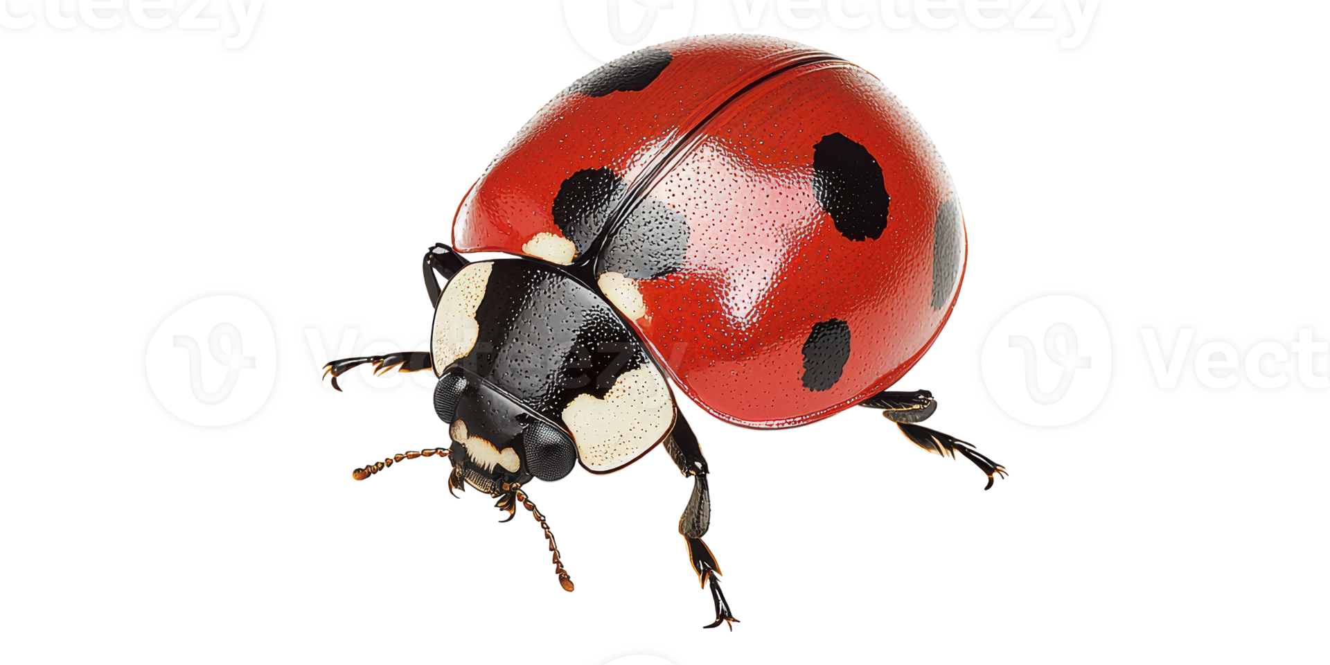 Red ladybug with black spots isolated on transparent background png