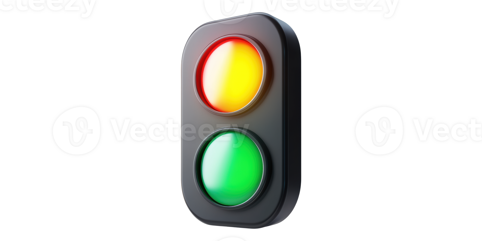Traffic light displaying yellow and green lights isolated on transparent background png