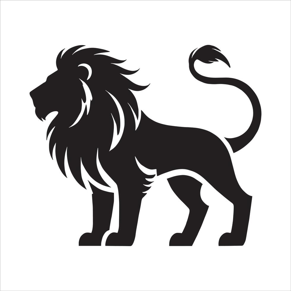 A black lion on a white background vector