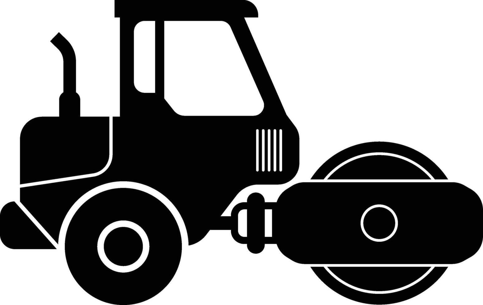 Road Steam Roller, Compactor Machine Side View Icon vector